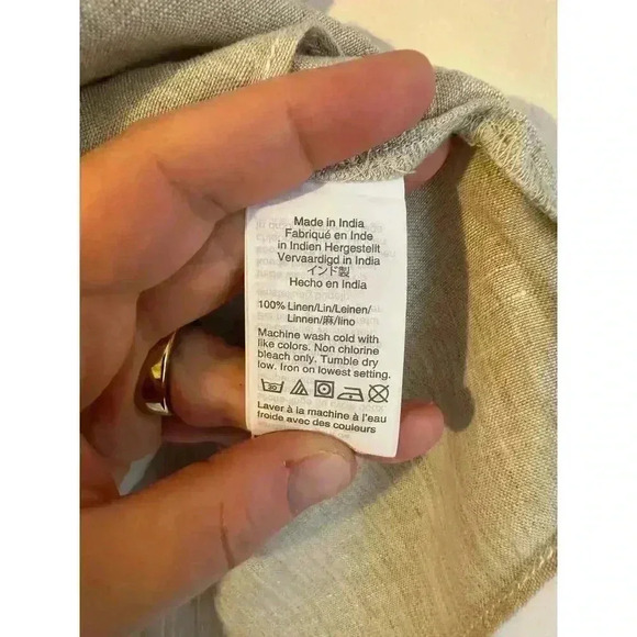 J. Crew 100% Linen Collared V-Neck Short Sleeved Blouse Lagenlook Size small - Picture 3 of 4